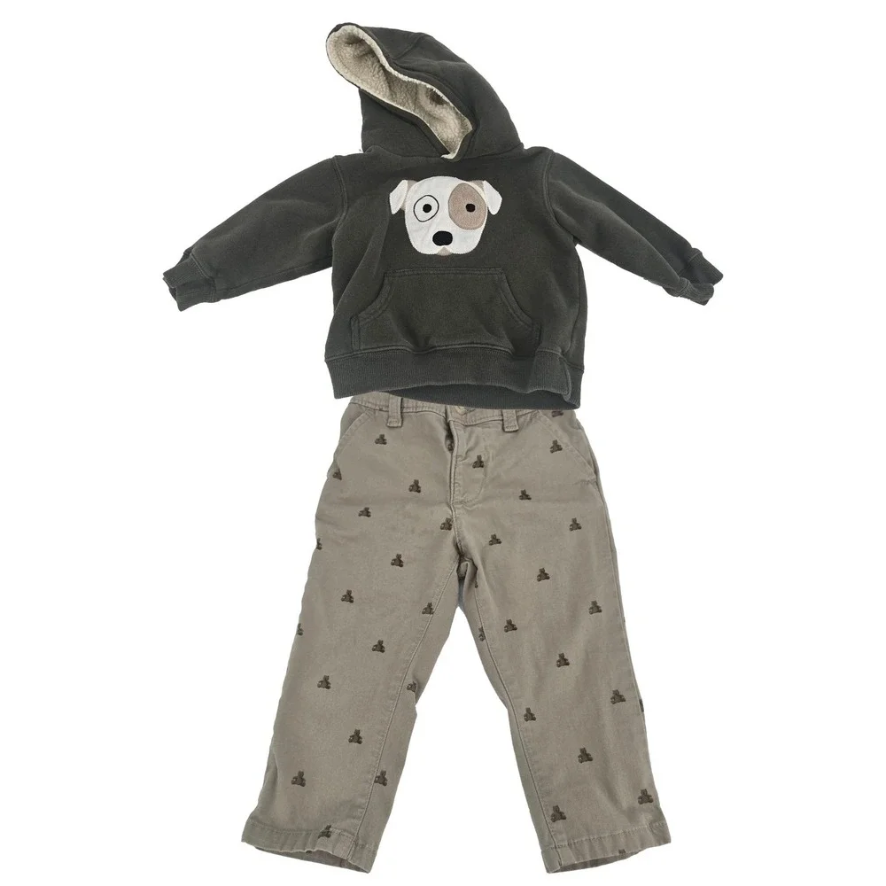 Gymboree Embroidered Puppy Hoodie 12-24M & Baby Gap‎ Teddy Bear Pants 18-24M
